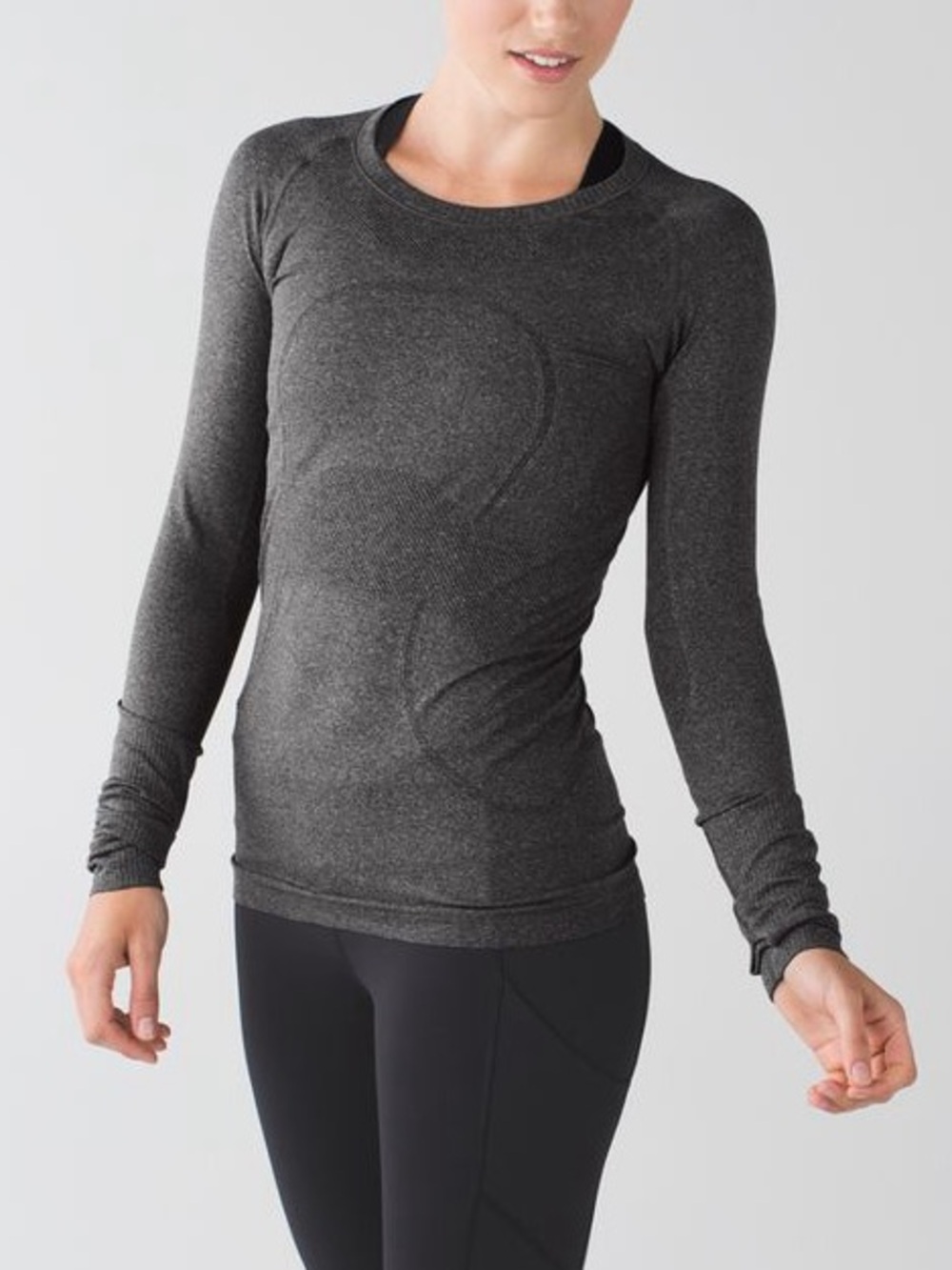 Lululemon‎ Swiftly Tech Long Sleeve Crew Heathered Black Size 6 Seamless